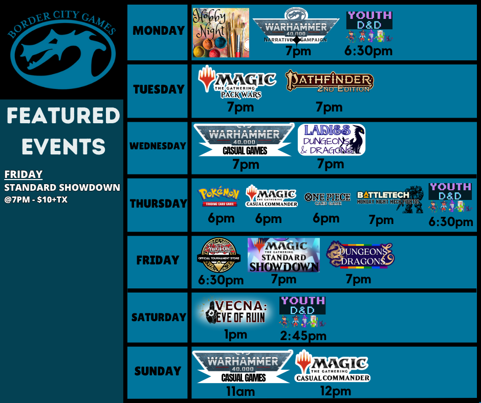 Event Calendar for the Week of August 11th- 17th