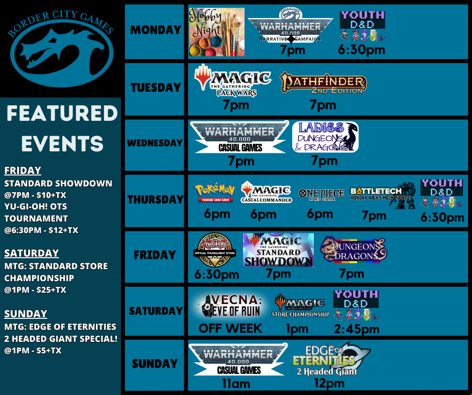 Event Calendar for the Week of August 18th- 24th