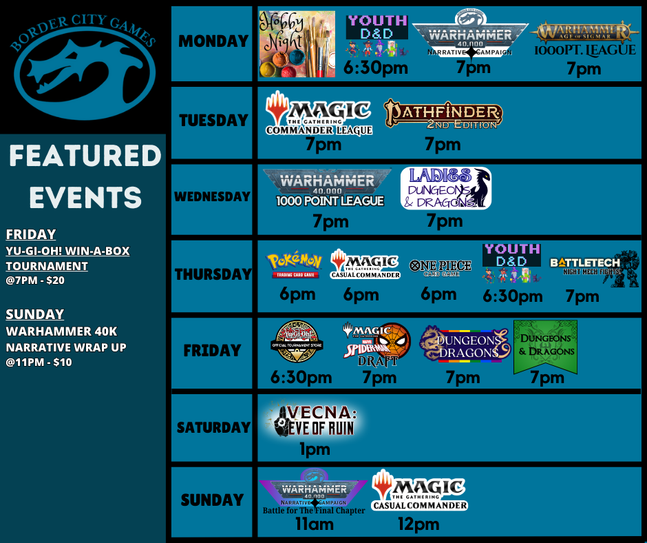 Event Calendar for the Week of September 22nd-28th