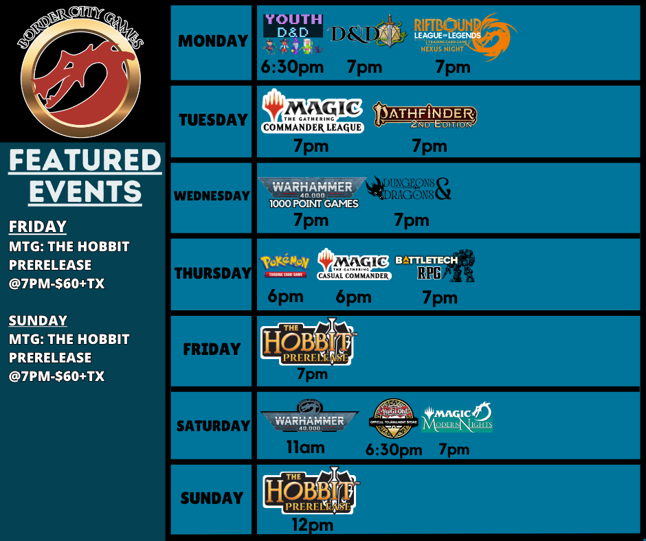 Event Calendar for the Week of August 3rd - 9th 2026
