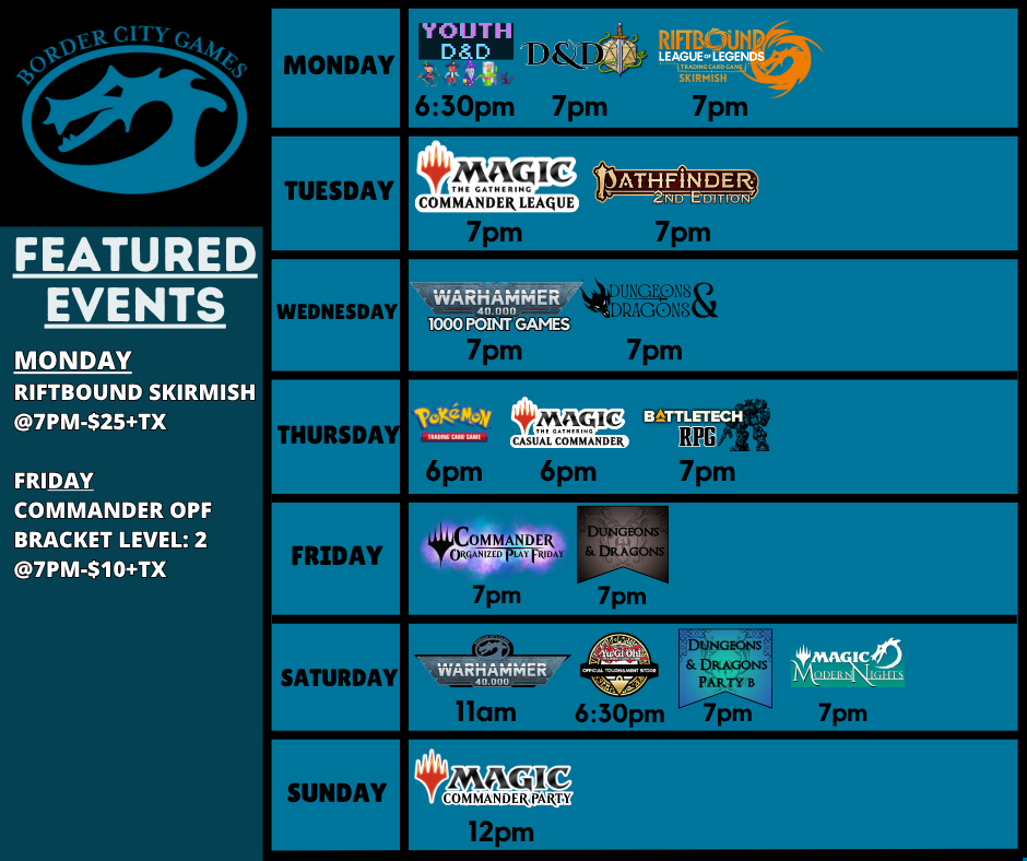 Event Calendar for the Week of August 17th - 23rd 2026