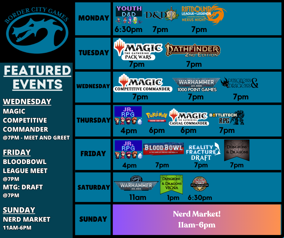 Event Calendar for the Week of September 28th - Oct 4th 2026