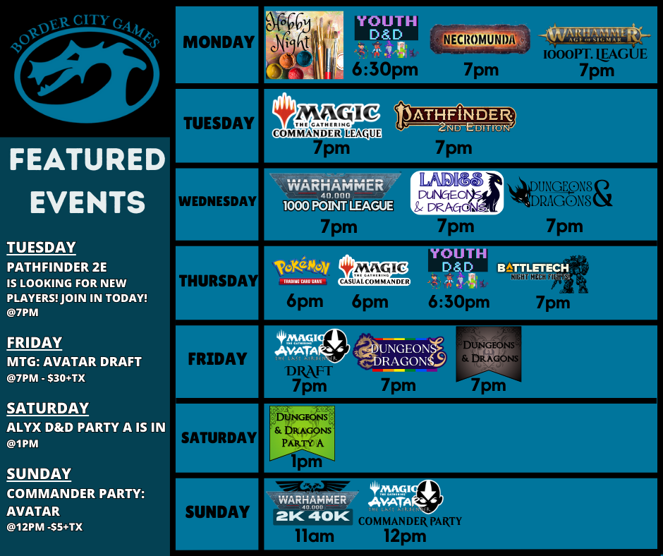 Event Calendar for the Week of December 1st -December 7th 2025