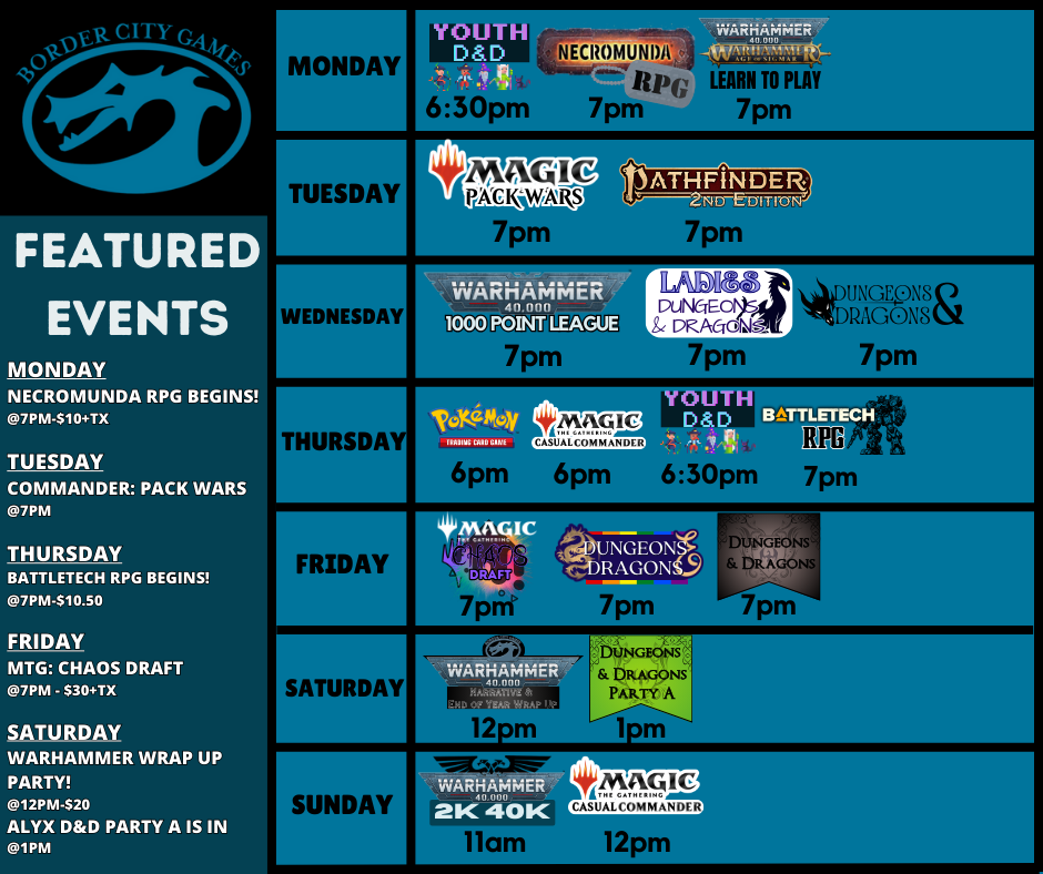 Event Calendar for the Week of December 15th -December 21st 2025