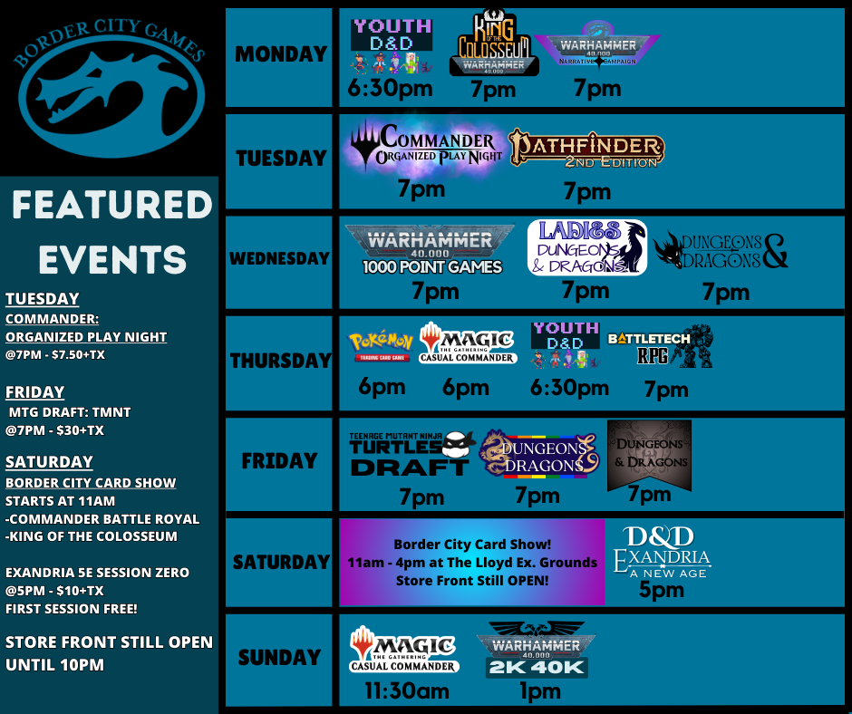 Event Calendar for the Week of March 3rd - March 8th 2026