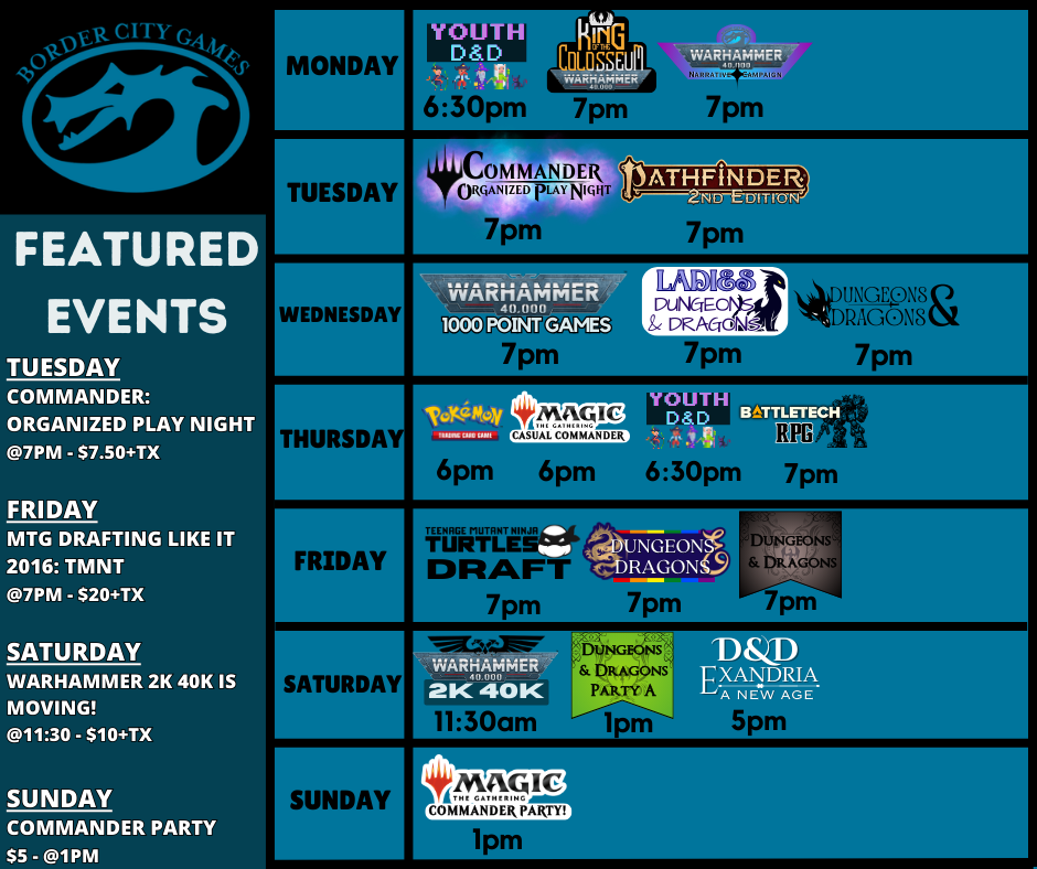 Event Calendar for the Week of March 9rd - March 15th 2026