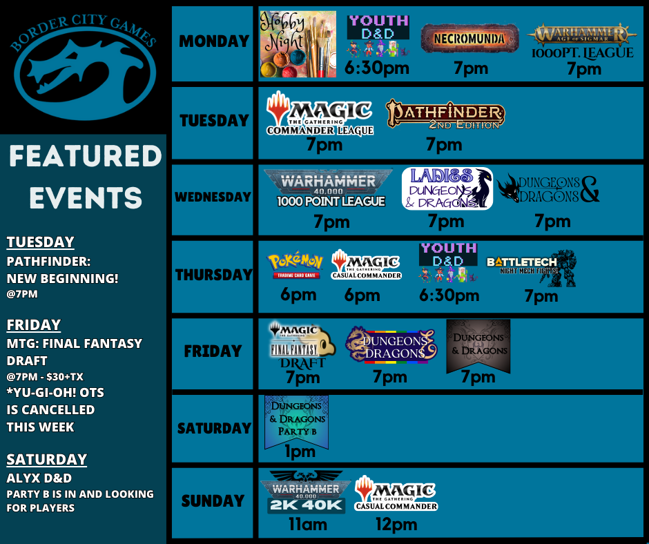 Event Calendar for the Week of November 24th- November 30th 2025