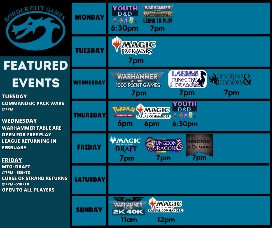 Event Calendar for the Week of January 5th -January 11th 2026