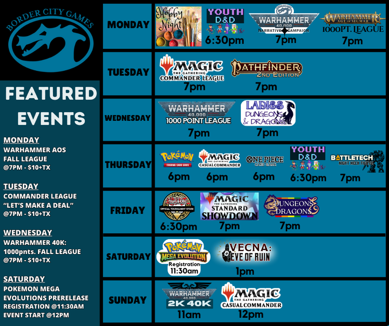 Event Calendar for the Week of September 8th-14th