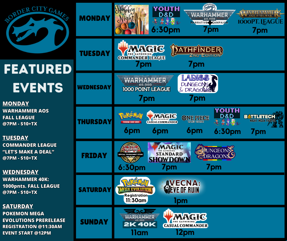 Event Calendar for the Week of September 8th-14th