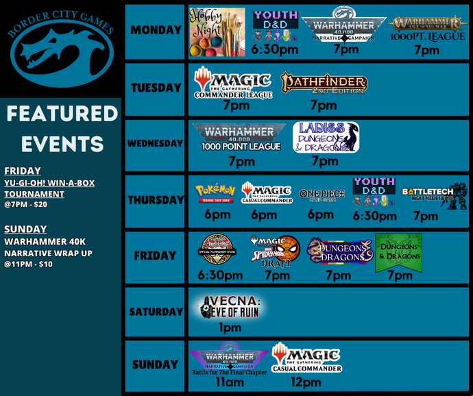 Event Calendar for the Week of September 22nd-28th