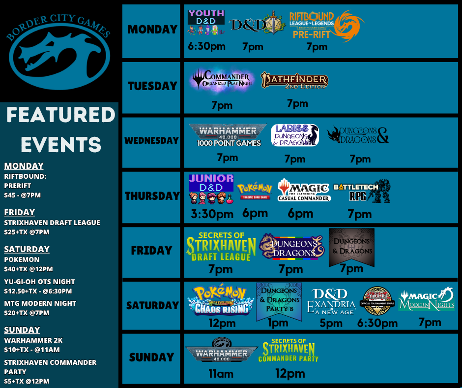 Event Calendar for the Week of May the 4th - May 10th 2026