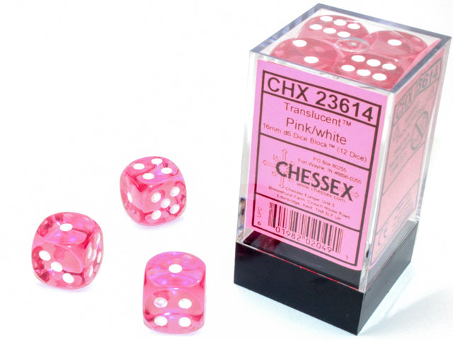 CHESSEX 16MM D6 DICE BLOCK (12 DICE) - TRANSLUCENT
