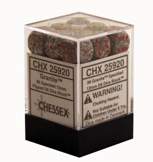 Chessex 12mm D6 Dice Block (36 Dice) *Speckled*