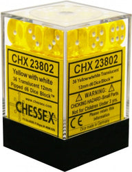 Chessex 12mm D6 Dice Block (36 Dice) *Translucent*