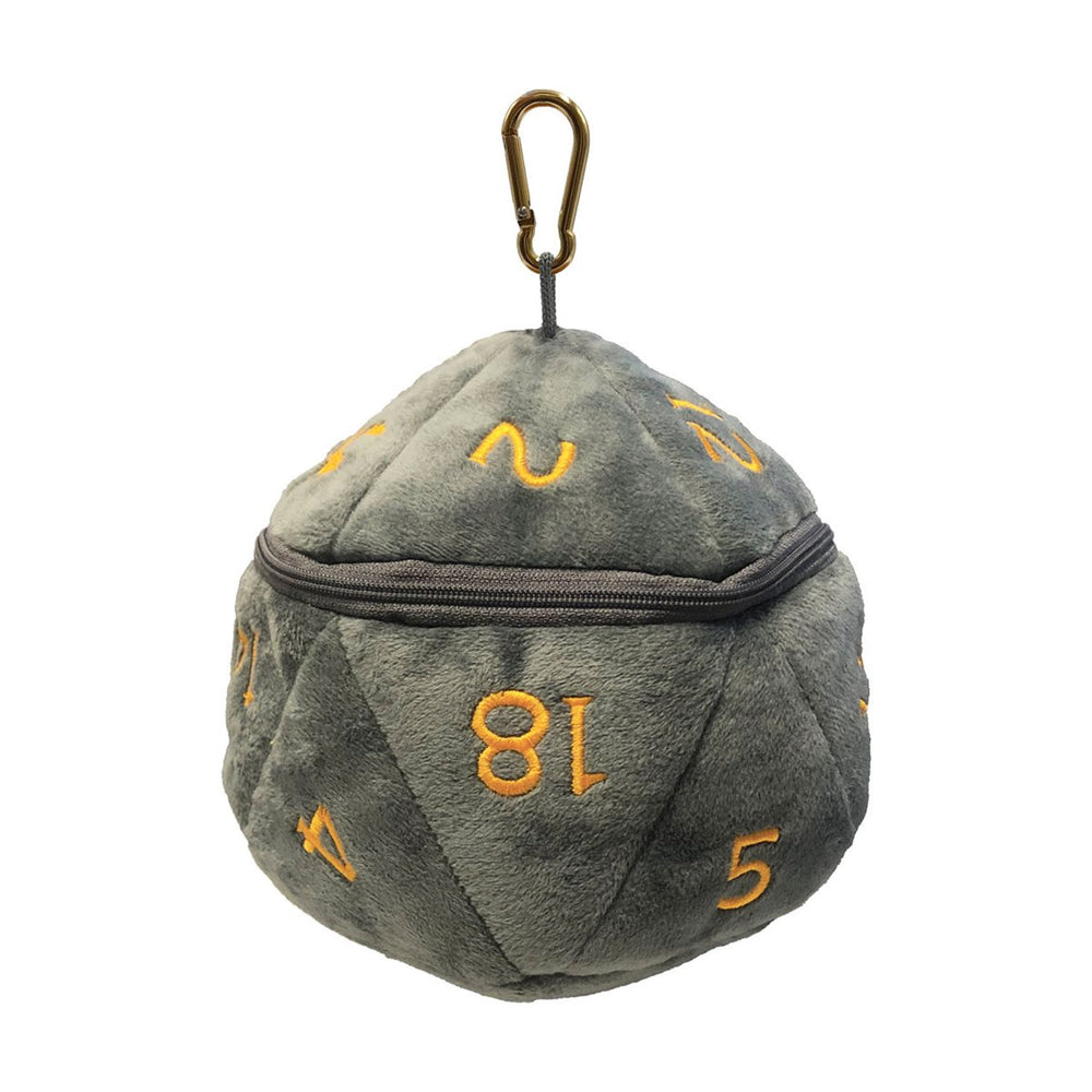 D20 PLUSH DICE BAG GRAY W/ YELLOW