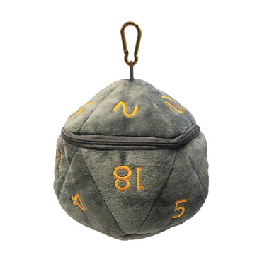 D20 PLUSH DICE BAG GRAY W/ YELLOW