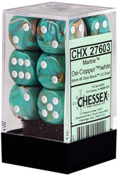 CHESSEX 16MM D6 DICE BLOCK (12 DICE) - MARBLE