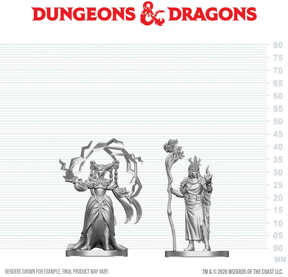 DND UNPAINTED MINIS WV29 HUMAN DRUID & ELF SORCERER