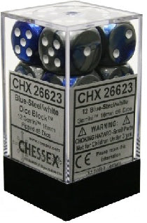 CHESSEX 16MM D6 DICE BLOCK (12 DICE) - GEMINI