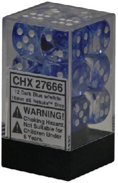 CHESSEX 16MM D6 DICE BLOCK (12 DICE) - NEBULA