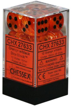 CHESSEX 16MM D6 DICE BLOCK (12 DICE) - VORTEX