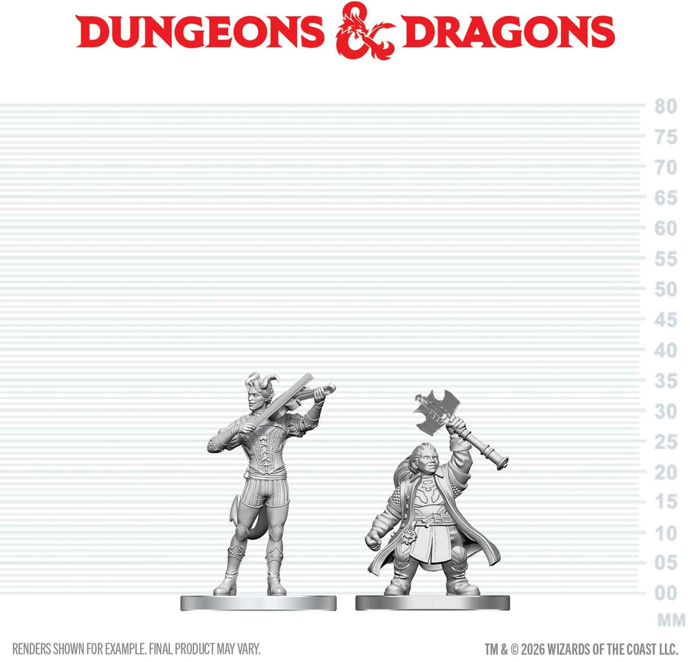 DND UNPAINTED MINIS WV29 TIEFLING BARD & DWARF CLERIC