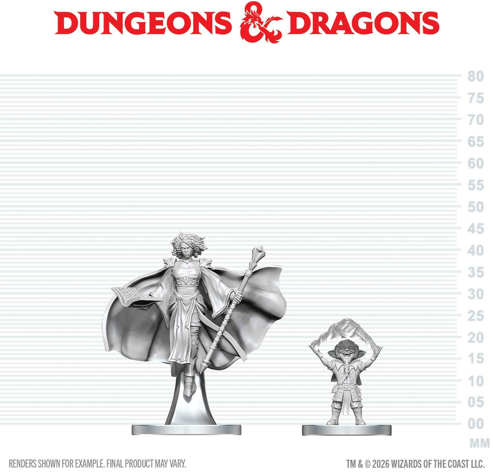 DND UNPAINTED MINIS WV29 GNOME WARLOCK & AASIMAR WIZARD