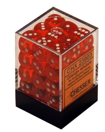 Chessex 12mm D6 Dice Block (36 Dice) *Translucent*