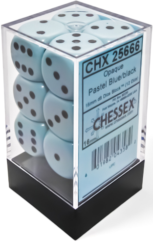 CHESSEX 16MM D6 DICE BLOCK (12 DICE) - OPAQUE