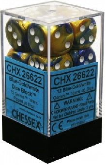 CHESSEX 16MM D6 DICE BLOCK (12 DICE) - GEMINI