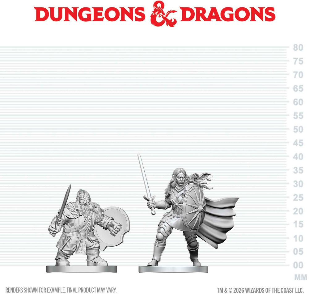 DND UNPAINTED MINIS WV29 DWARF FIGHTER & ORC PALADIN