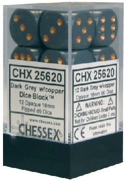 CHESSEX 16MM D6 DICE BLOCK (12 DICE) - OPAQUE