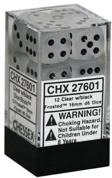 CHESSEX 16MM D6 DICE BLOCK (12 DICE) - FROSTED