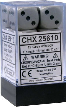 CHESSEX 16MM D6 DICE BLOCK (12 DICE) - OPAQUE