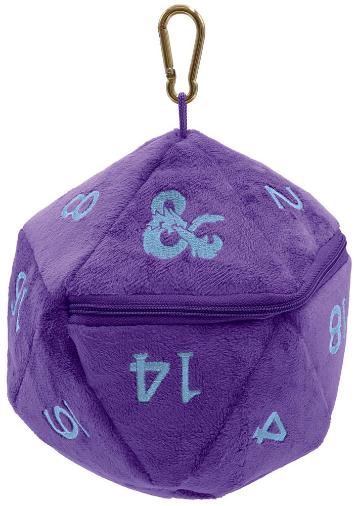 D20 PLUSH DICE BAG PURPLE W/ BLUE