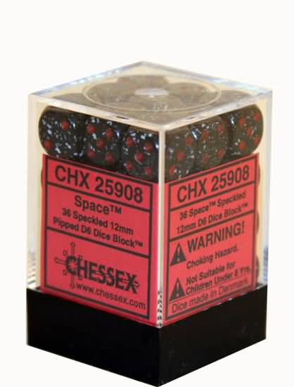 Chessex 12mm D6 Dice Block (36 Dice) *Speckled*