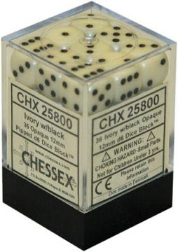 Chessex 12mm D6 Dice Block (36 Dice) *Opaque*