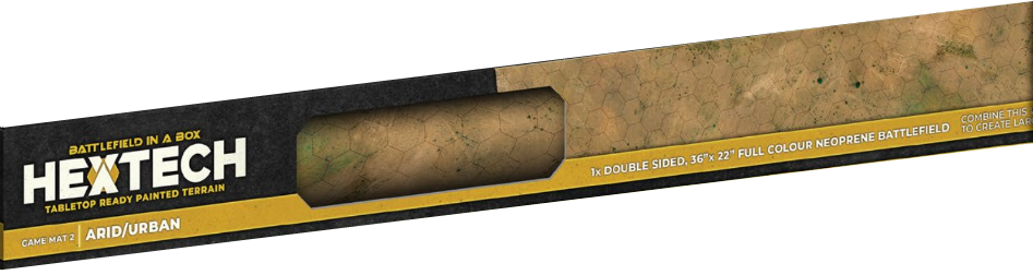 BATTLEFIELD IN A BOX: HEXTECH GAME MAT V2 DOUBLE-SIDED (ARID/URBAN) 36X22