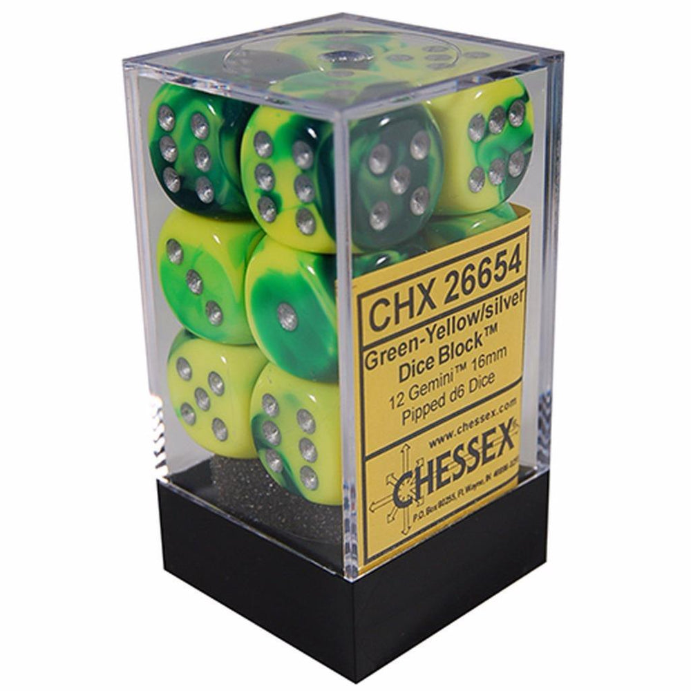 CHESSEX 16MM D6 DICE BLOCK (12 DICE) - GEMINI