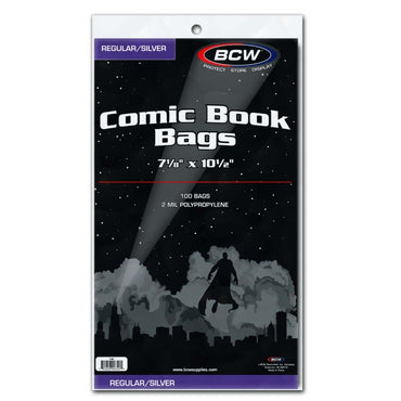 BCW COMIC BOOK BAGS - SILVER 100CT 7-1/8" X 10-1/2"
