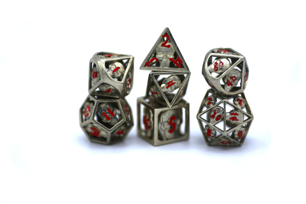 Hollow Metal Skull Dice Black Nickel & Blood