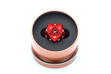 Titan's Fist Metal D24 Dice - Red w/ White