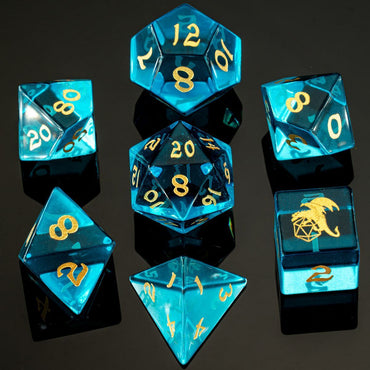 Clear Blue Glass Dice Set