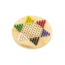 CHINESE CHECKERS - 7" WOOD BOARD ( 6 CLR PEGS)