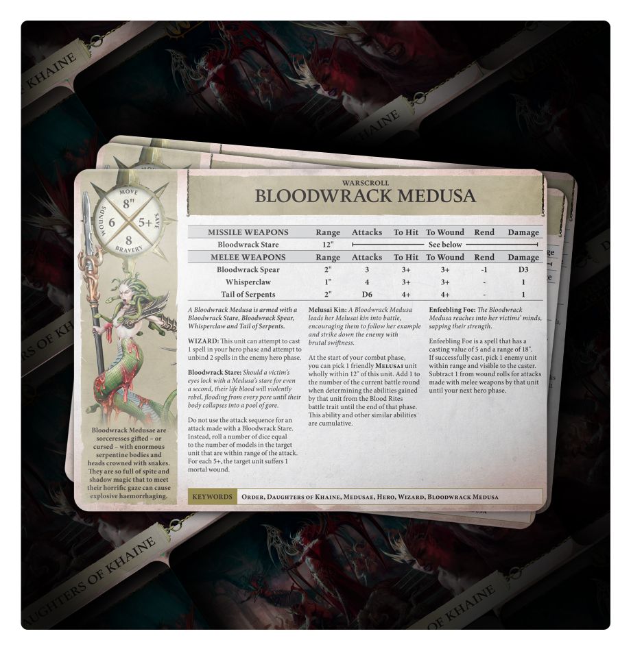 Warscroll Cards: Daughters of Khaine