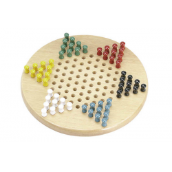 CHINESE CHECKERS - 11" WOOD BOARD ( 6 CLR PEGS)
