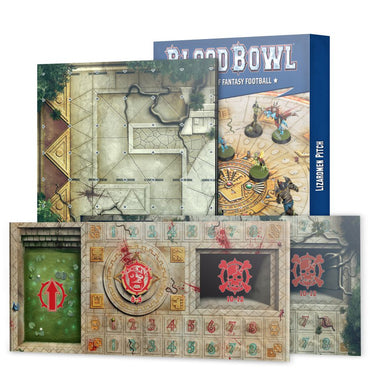 Lizardmen Pitch – Double-sided Blood Bowl Pitch and Dugouts