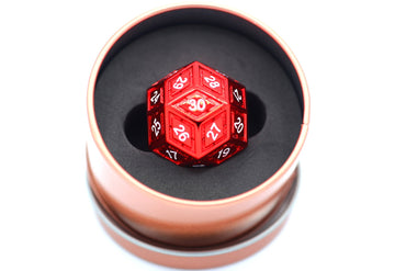 Titan's Fist Metal D30 Dice - Red w/ White