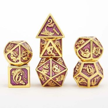 Gold & Purple 7pc Metal Dice